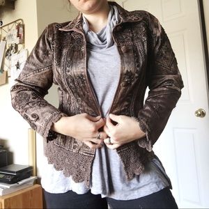 BOHO GYPSY Metallic Brown embroidered bead jacket